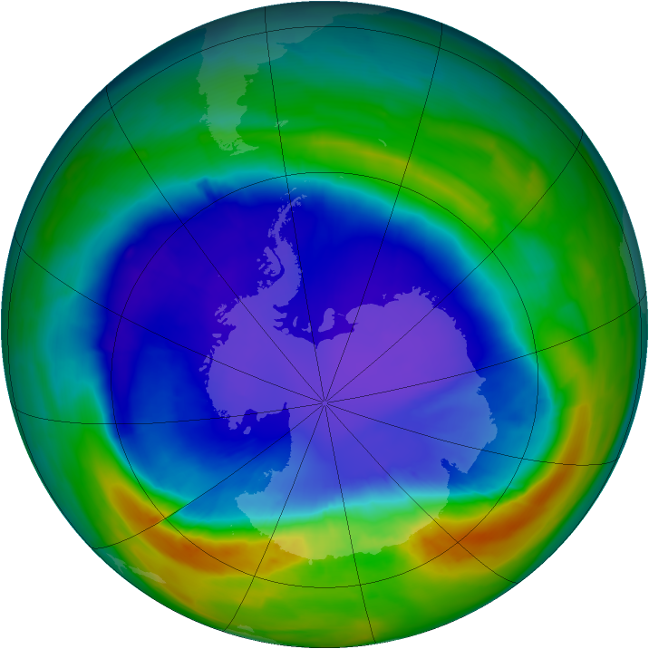 Antarctic ozone map for 12 September 2013
